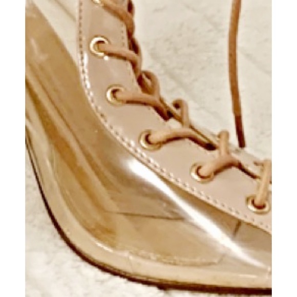 🔥 CAPE ROBBIN “BAILEY-1” Clear Lace-Up Heeled Boots Sz 7 Viral It-Girl Statement - Picture 4 of 4